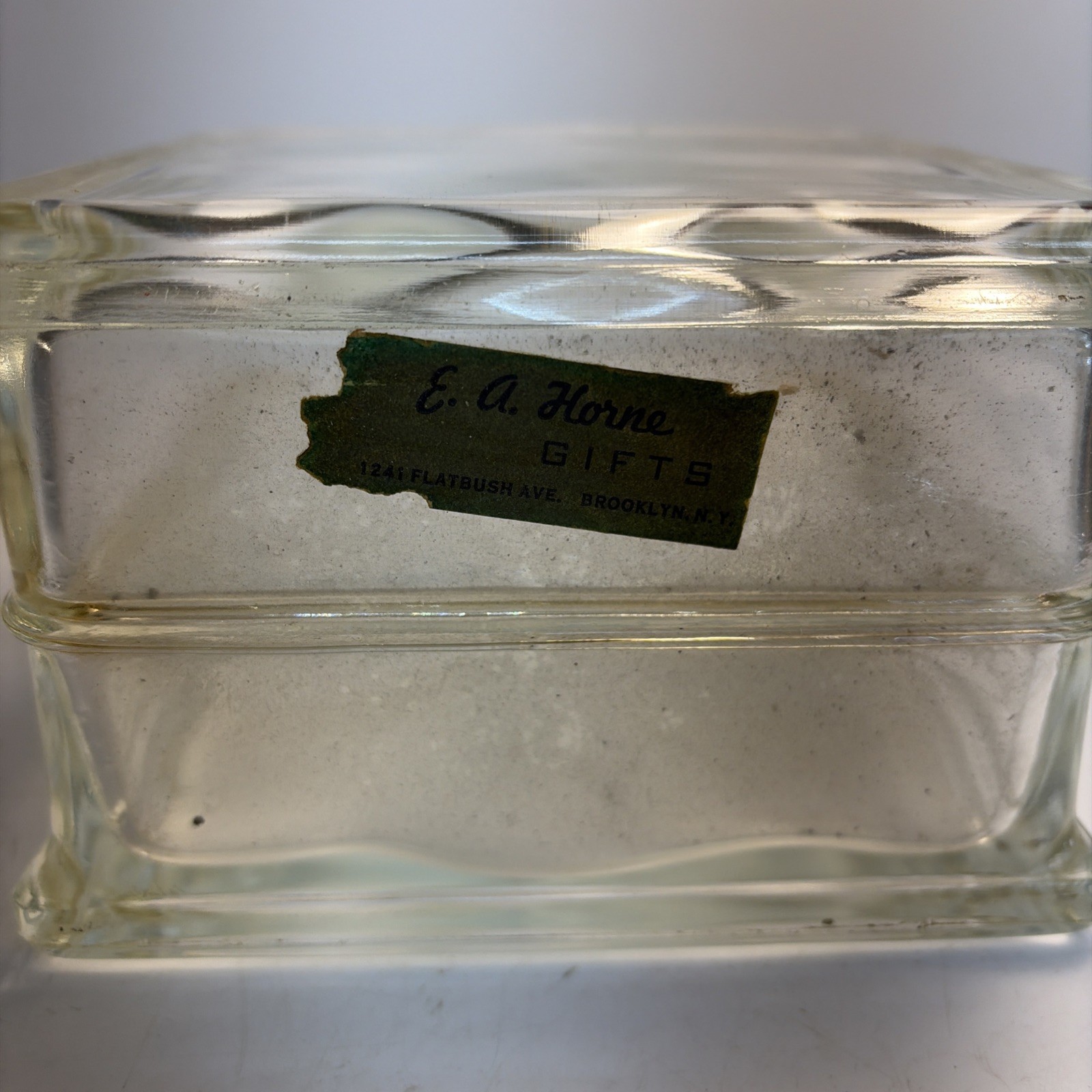 Vintage Clear Glass Square Vase Heavy Art Glass Floral Planter Block Vase