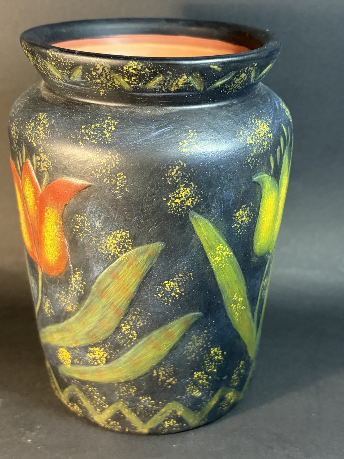 Vintage Bobs Pottery Golden Garden 6.75” Crock – Tiny Chip On Rim