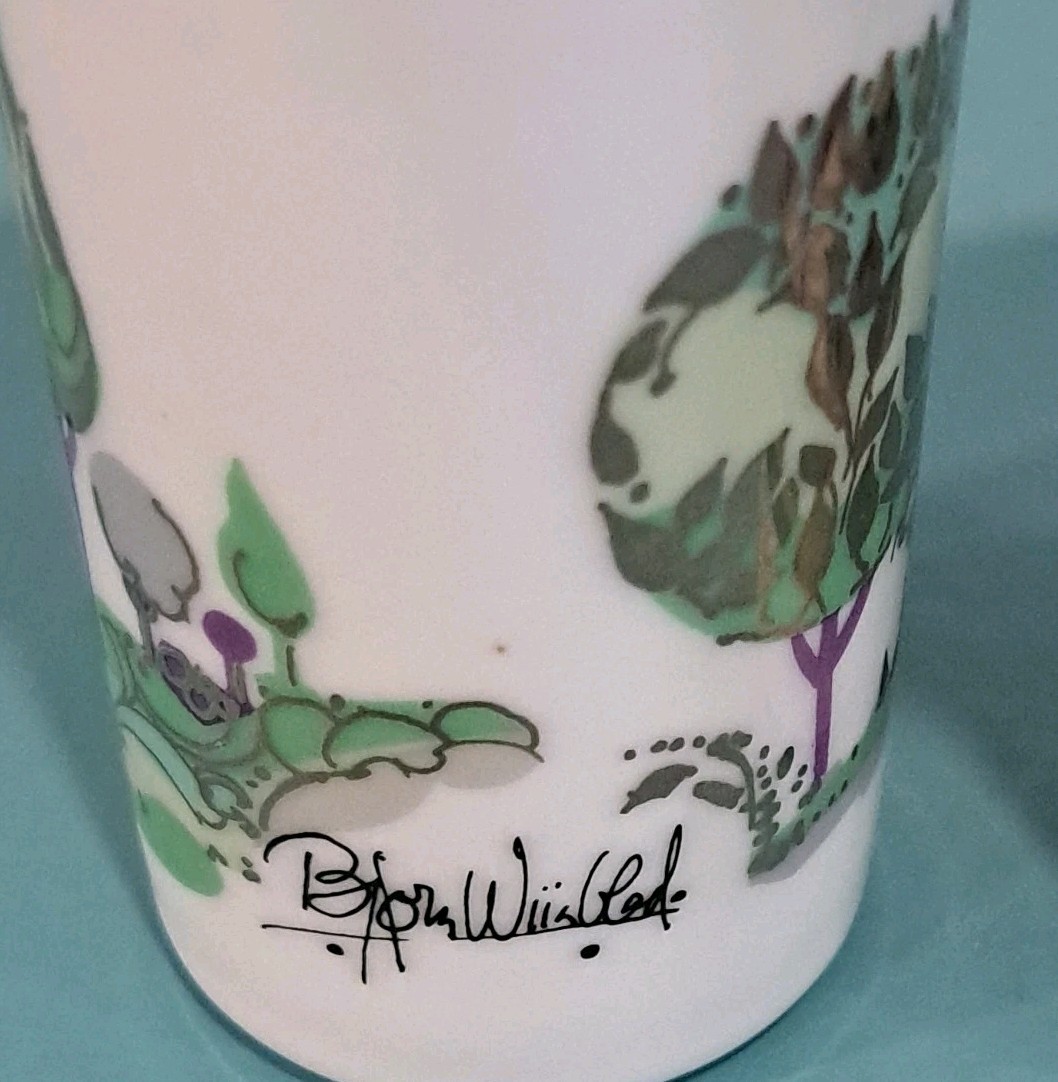 Vtg Rosenthal Bjorn Wiinblad Night Music Germany 4″ Porcelain Vase Set Of 2