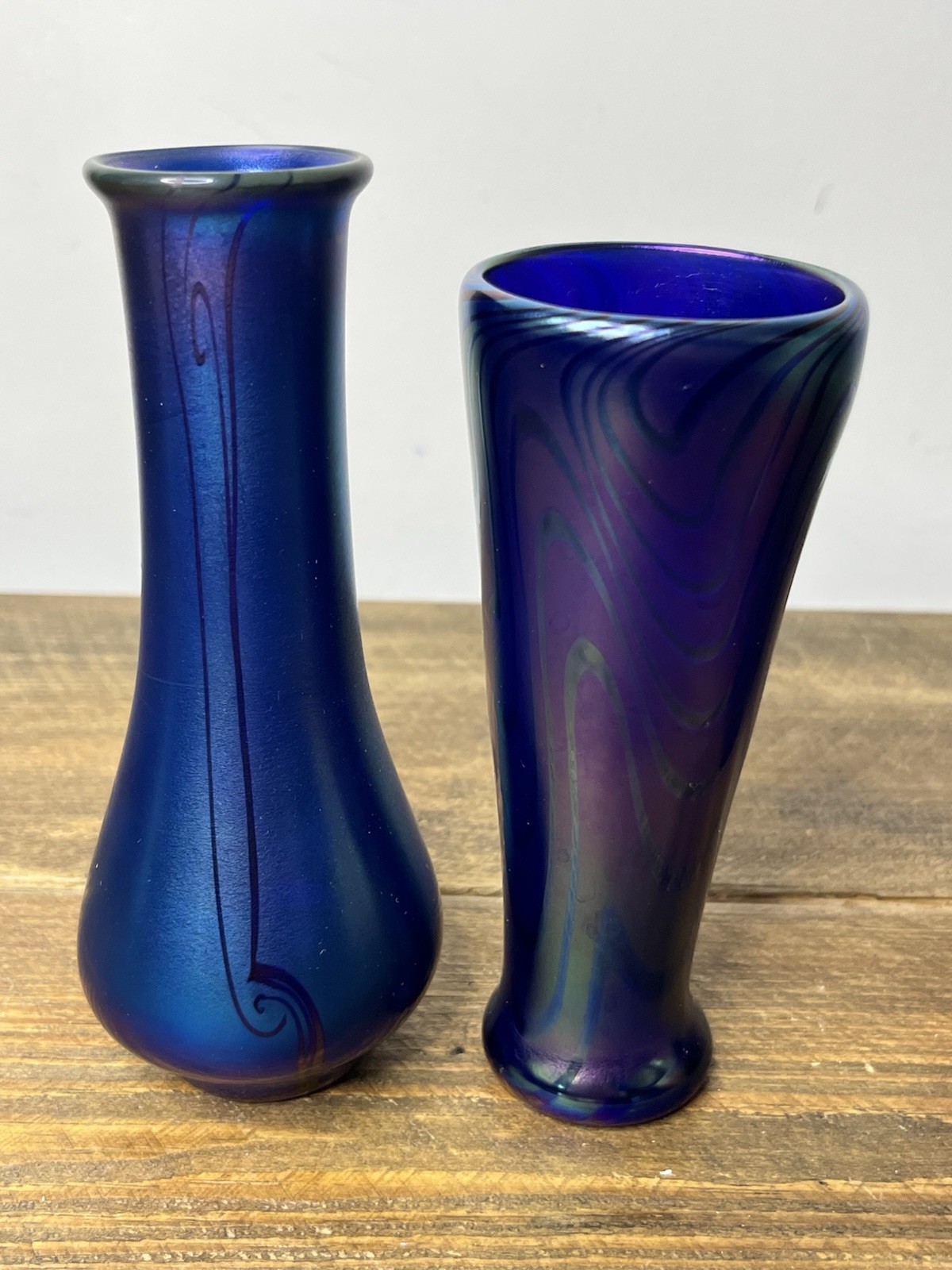 Orient & Flume Iridescent Blue Art Glass Vases & Ornaments