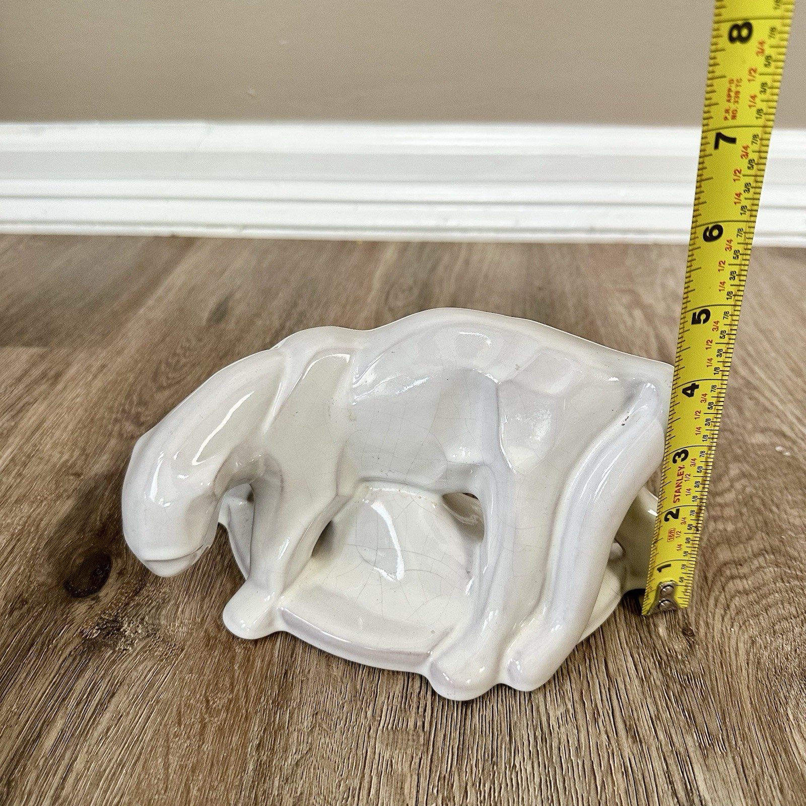Vtg Frankoma Pottery White Glossy Panther Puma Cat Statue Standing Upright 112
