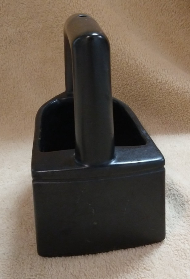 Vintage McCoy Black Iron Shaped Ceramic Planter w/ chain # 746, 6.5″ x 4″ x 6″