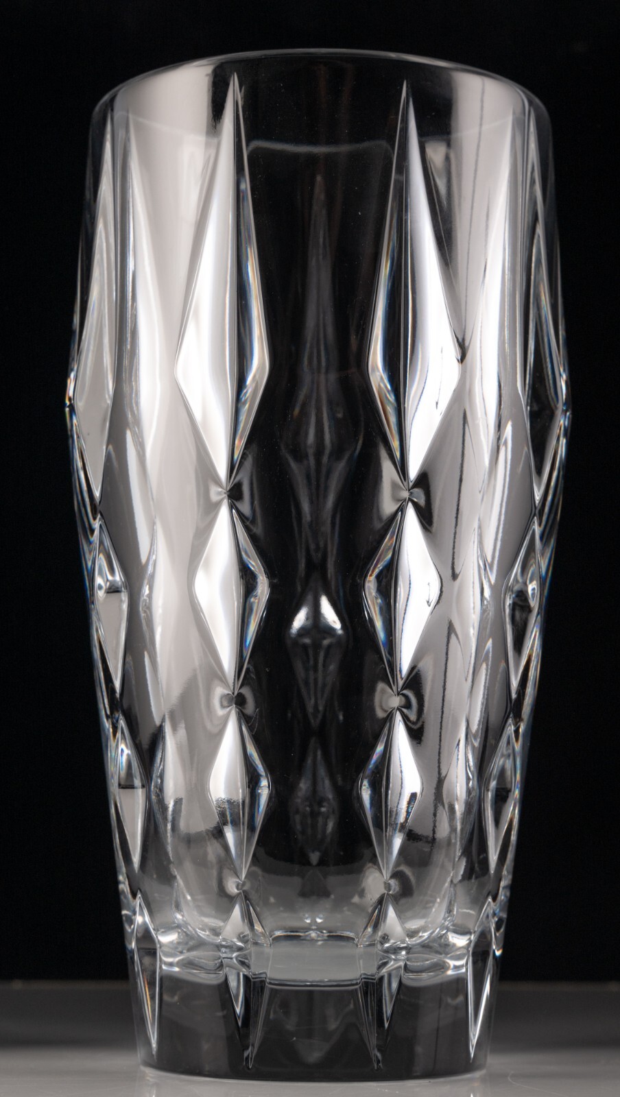 Wedgwood Vera Wang Crystal Peplum Vase Large Heavy 10.5in 9.5lbs Used VG