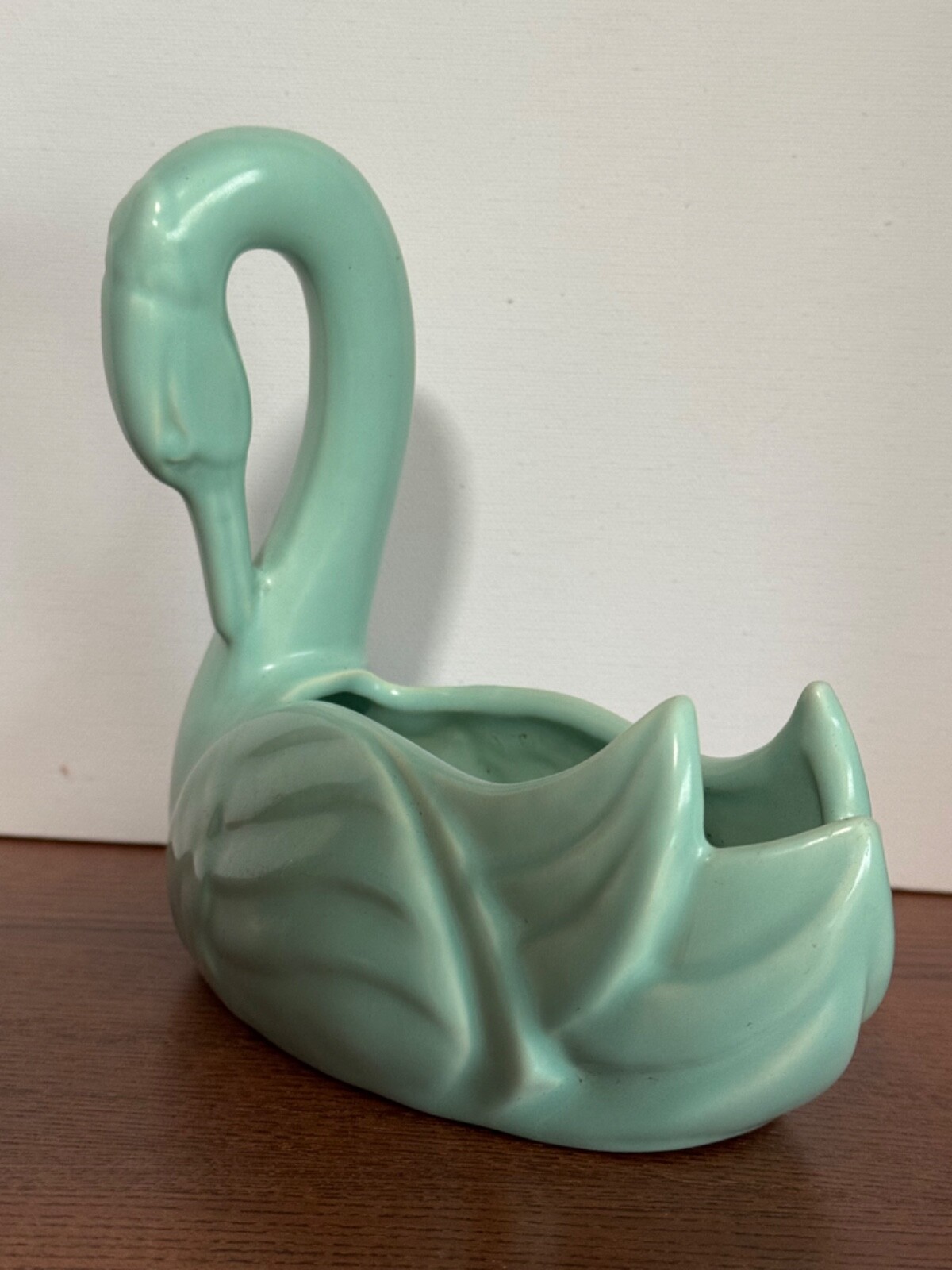 Pacific Pottery Swan #856 Seafoam Green Vintage MCM Dish Vase Planter Decoration