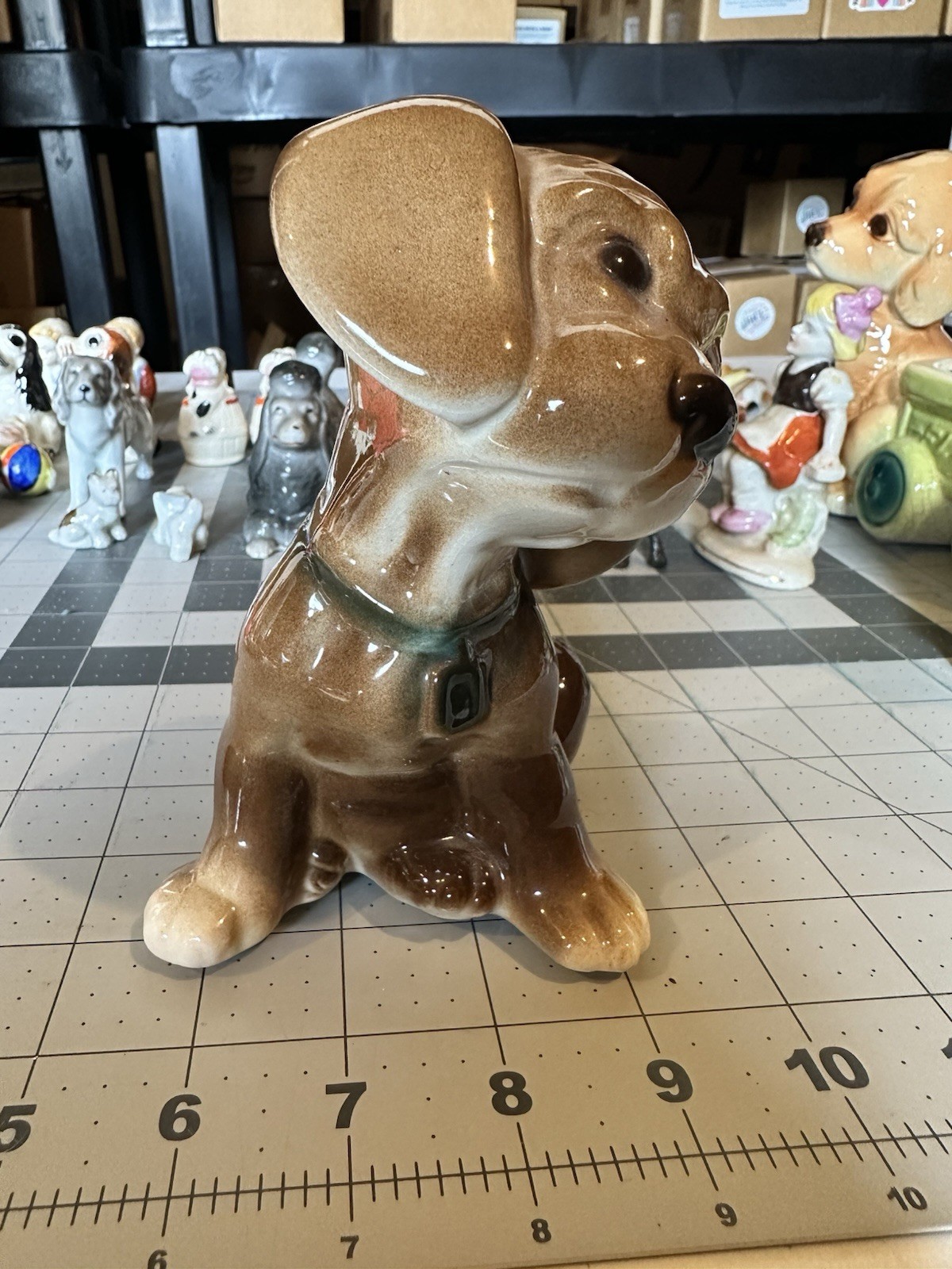 Vintage Royal Copley Puppy Dog Cocker Spaniel Figurine Pottery 1950s Approx 6”