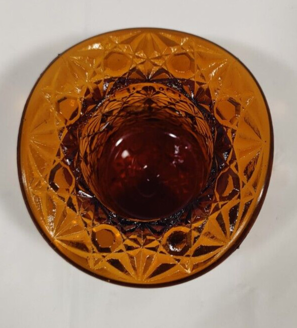 2.5″ DEGENHART GLASS AMBER TOP HAT TOOTHPICK HOLDER