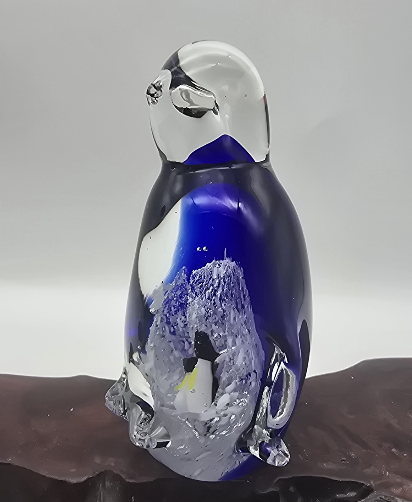 Vintage Murano Style Cobalt Blue Art Glass Penguin Figurine Paperweight 5″