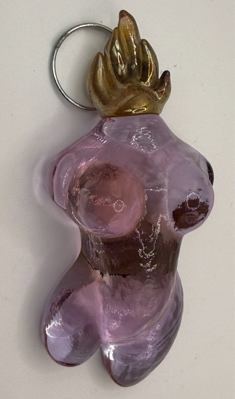 Mitchell Gaudet Original Cast Glass Sculpture Smooth Woman Bodice Lavender/Pink
