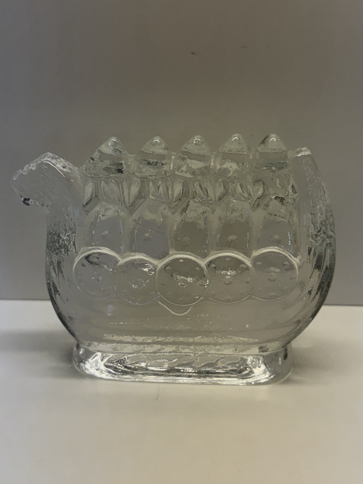 Lindshammar Swedish Art Glass Viking Longboat Paperweight figurine by Christer