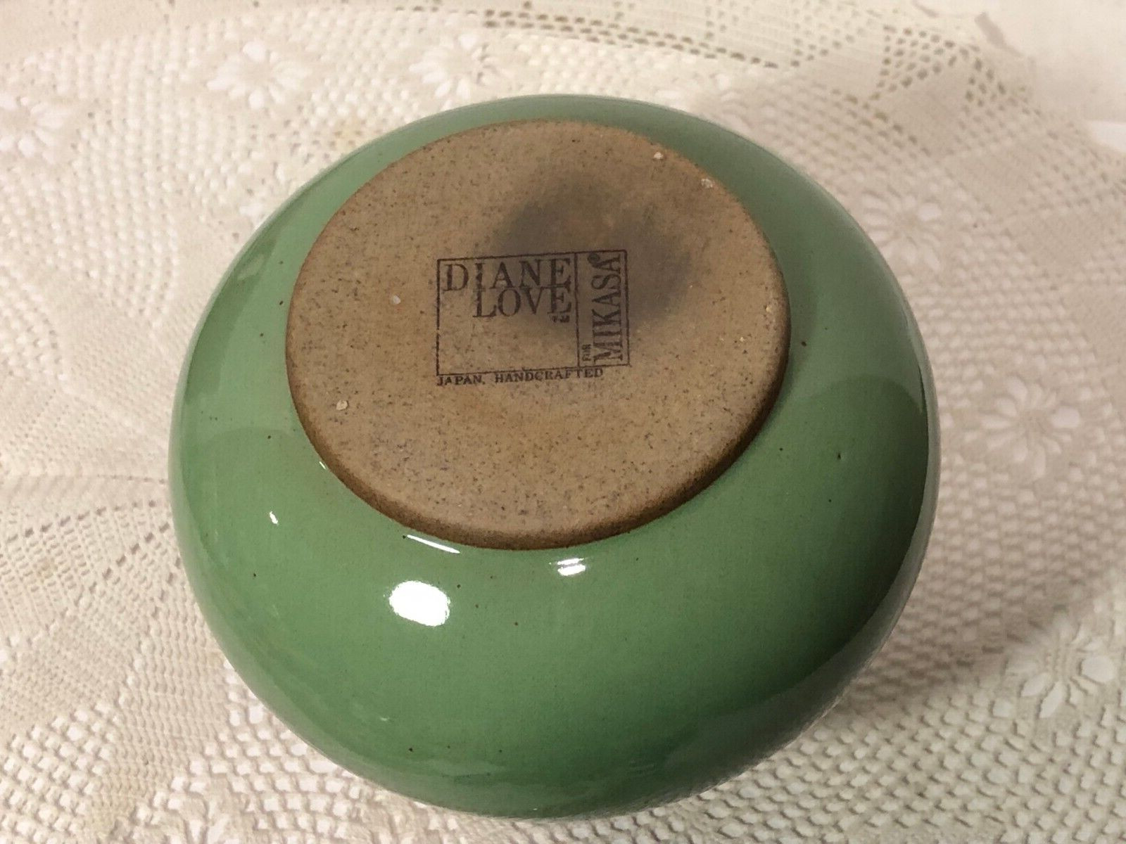 Vintage Mikasa Japan Handcrafted Pottery Green & Brown Vase Diane Love
