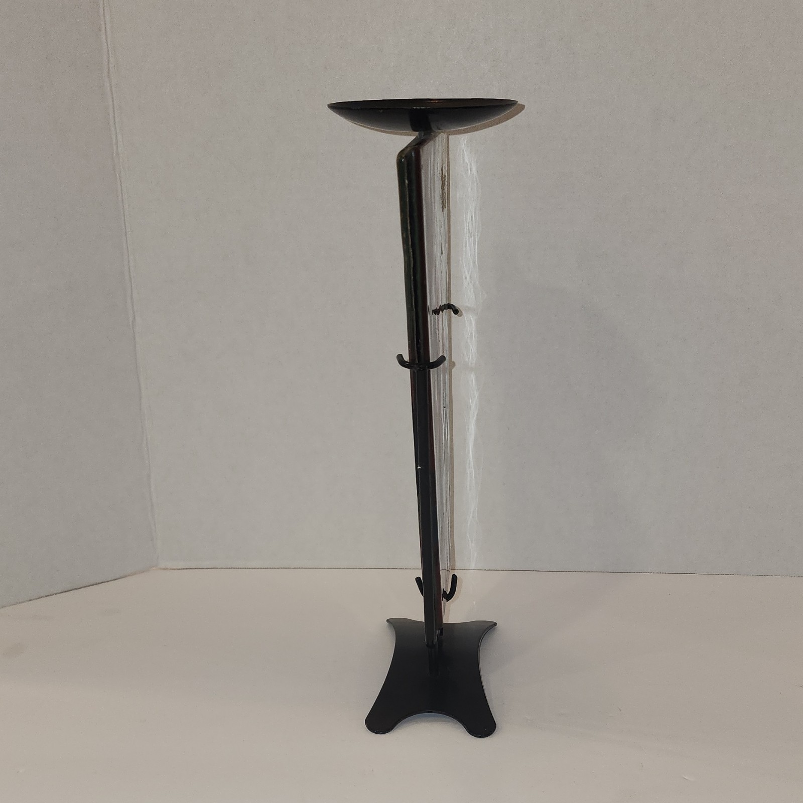VTG Jasmine Fused Art Glass 11.5×6.5 in. Candle Holder Hand Painted