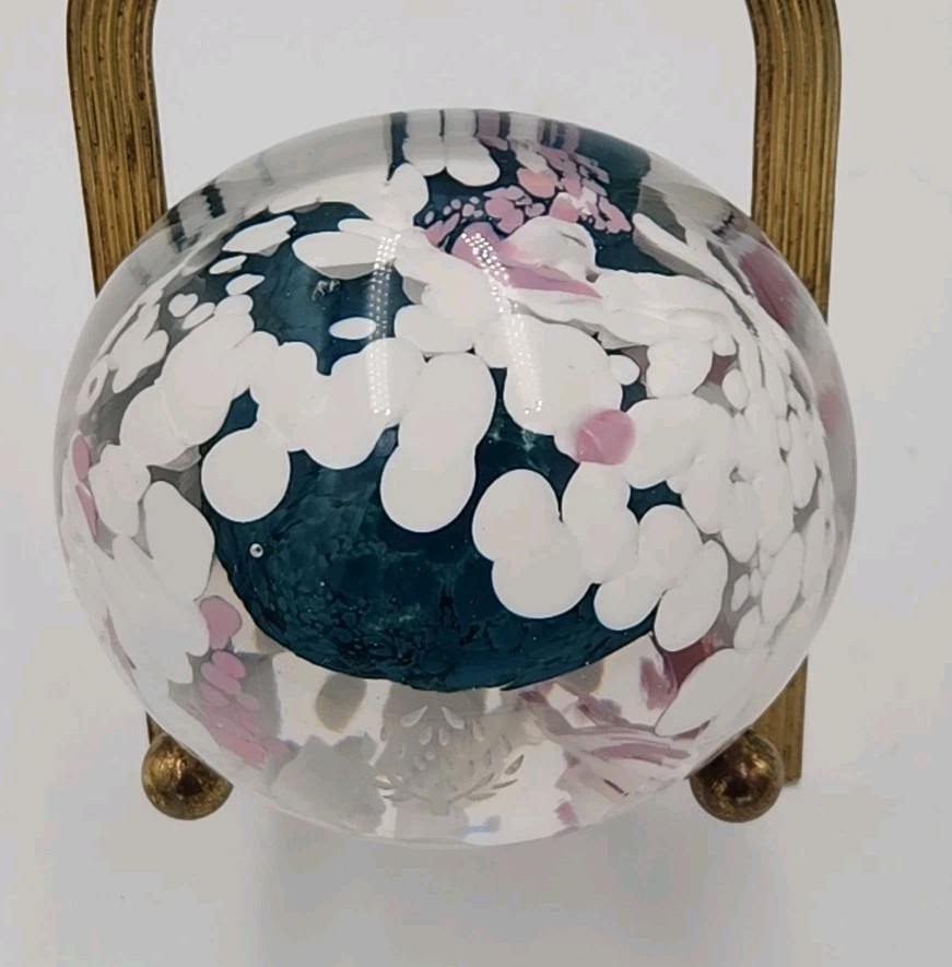 Duncan McClellan 1990 Acid Etched Tree Art Glass Paperweight RARE