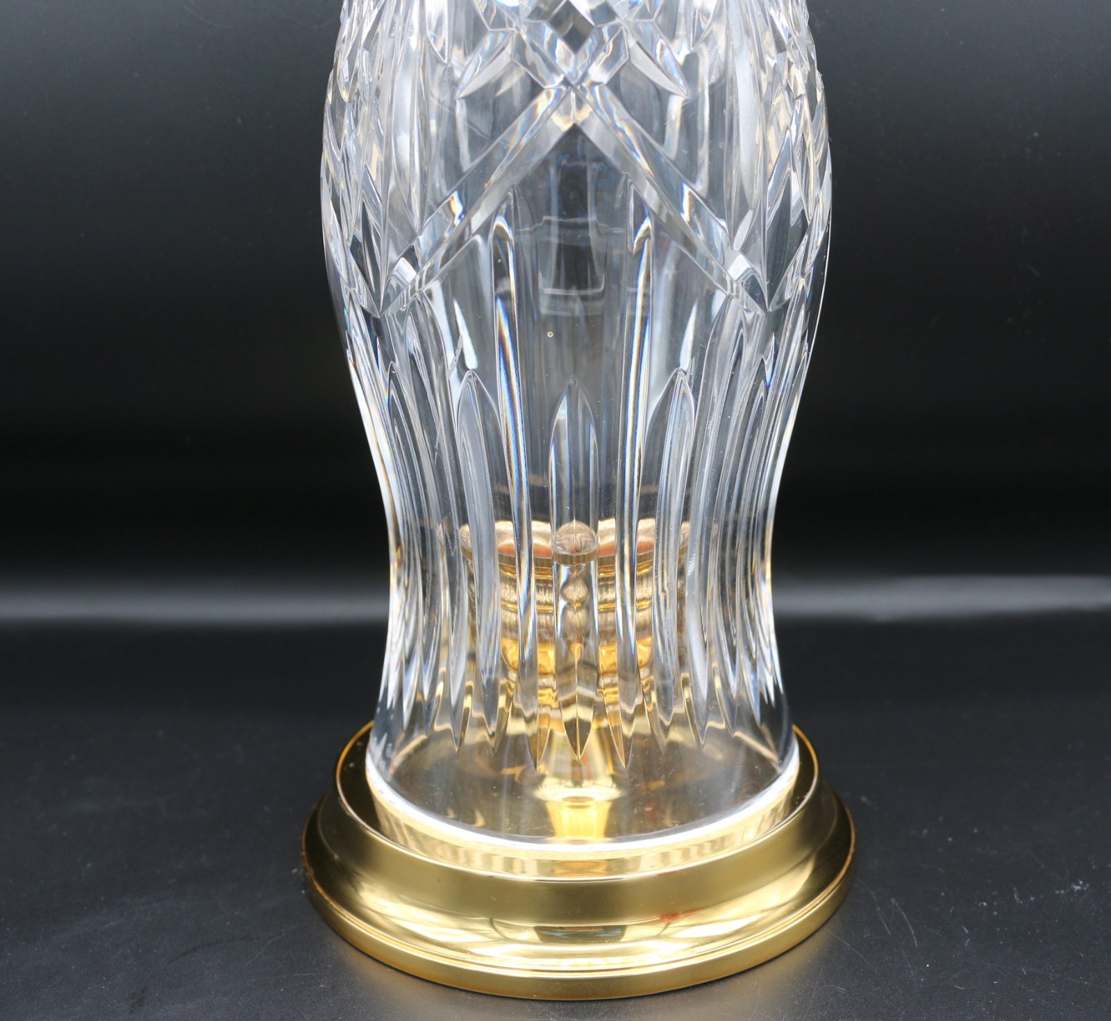 Waterford Crystal America’s Heritage Brass Base Hurricane Candle Lamp 12.25″