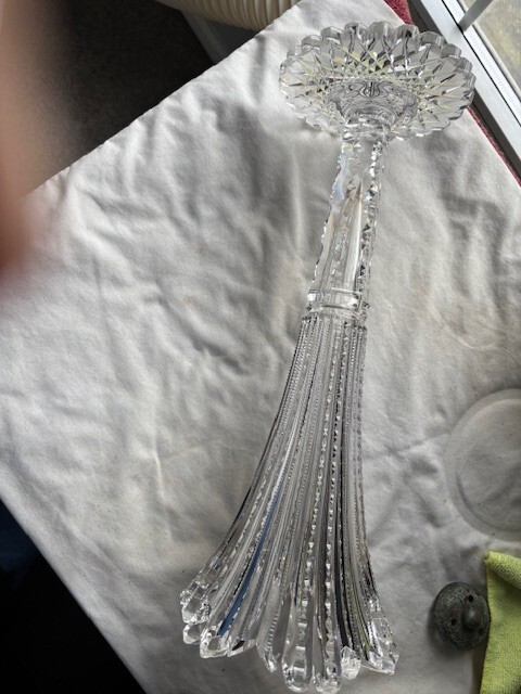 CF Monroe Cut Glass – prism pattern – 15.5″ H