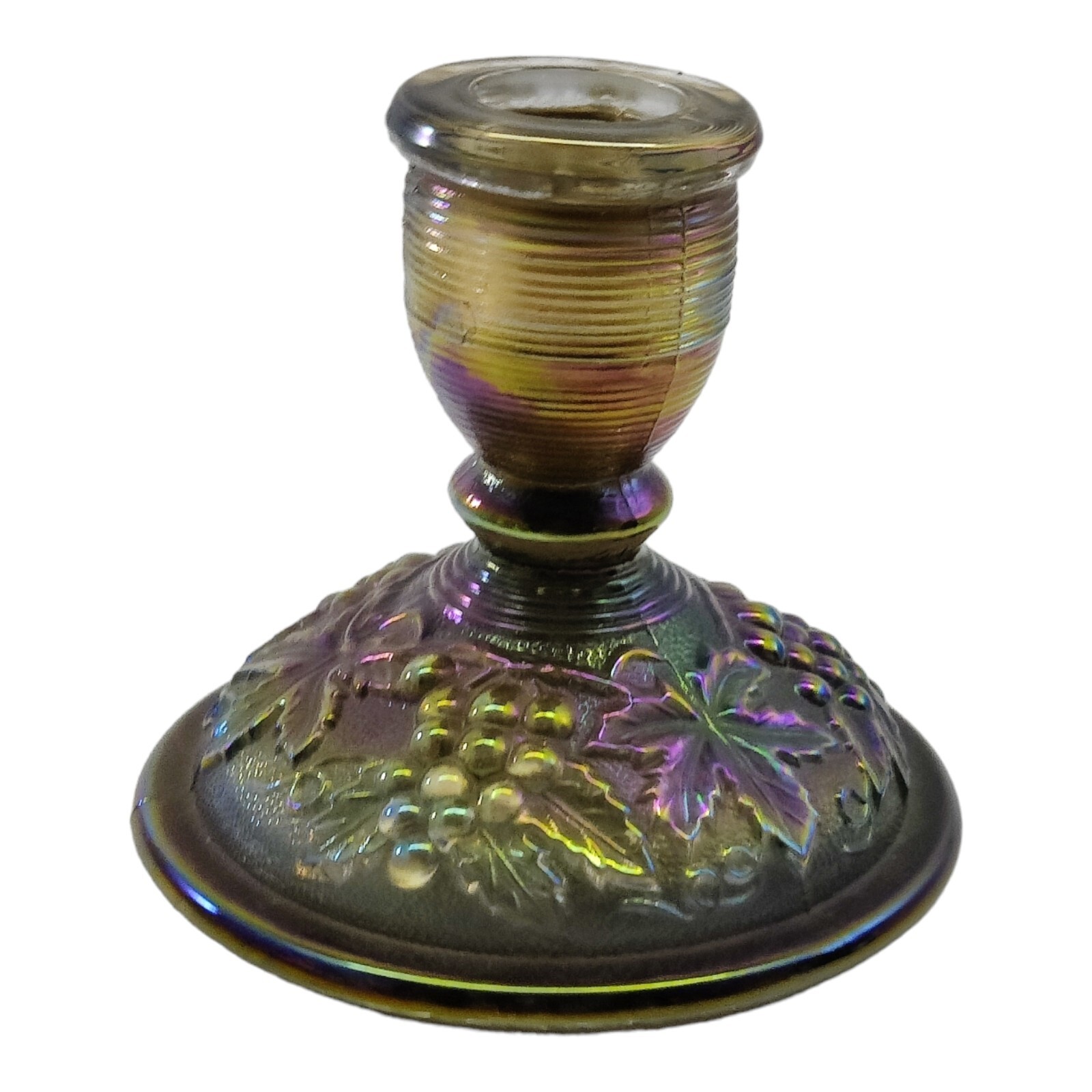 Imperial Glass Grape & Leaf Amethyst Carnival Glass Candle Holder Replacement