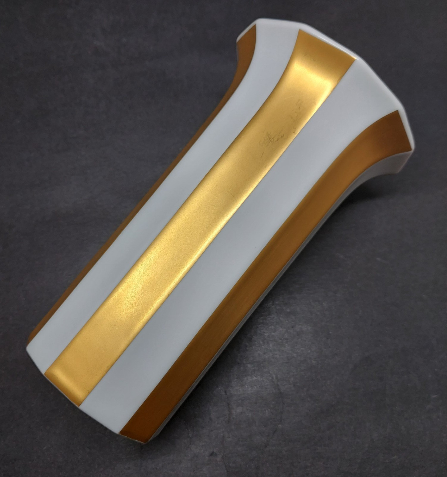 Tapio Wirkkala Rosenthal Studio-linie Polygon Porcelain Vase White & Gold 6”