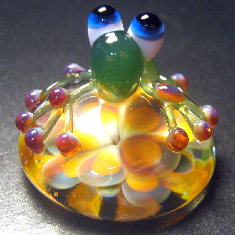 Boomwire – Glass Flower Frog mini paperweight lampwork handmade contemporary