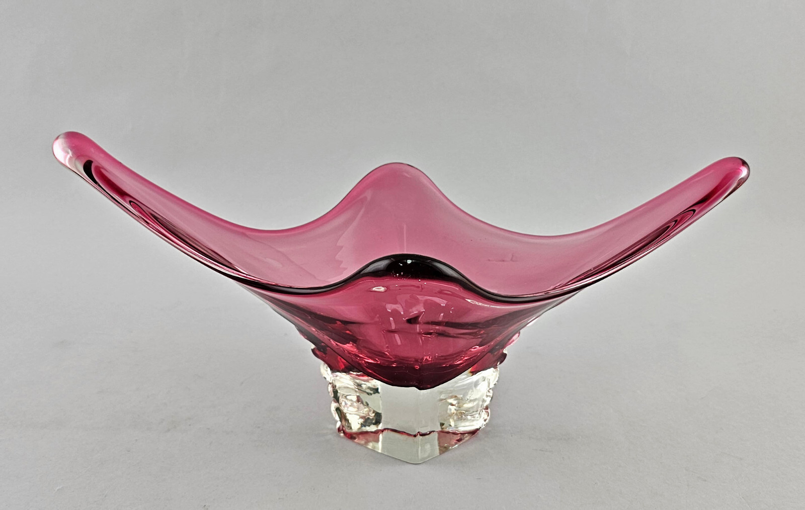 9235004 Bowl Flashed Glass Pink Purple Bohemia Large 9 3/8×7 1/2×17 5/16in