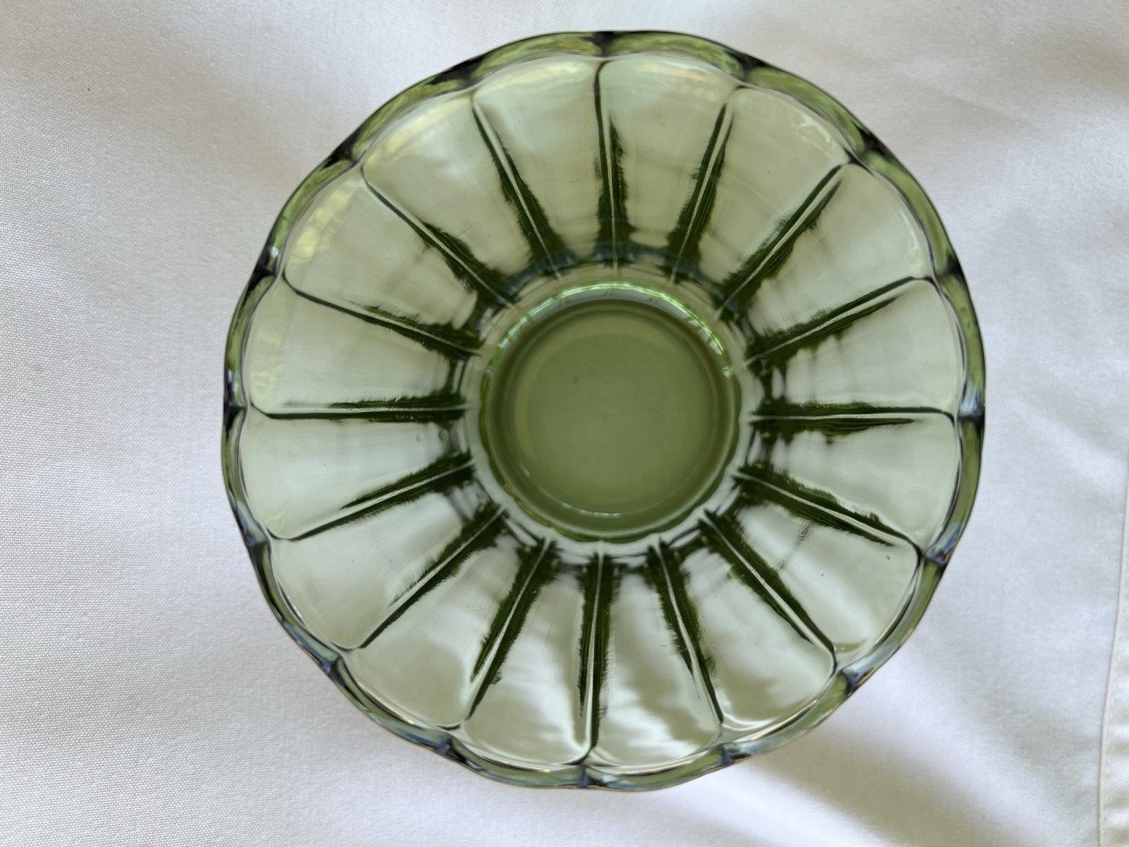 Vintage CCC Green Glass Flower Planter Ribbed Sides Continental Can Co. MCM 4.5″