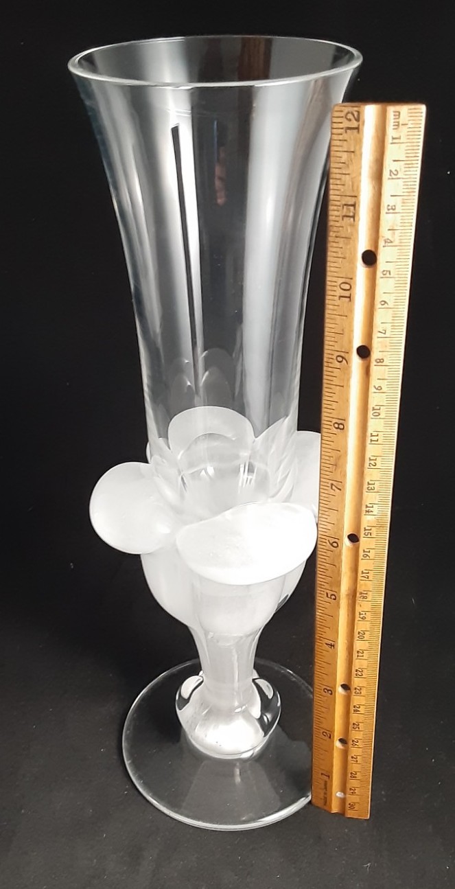 French Daum Crystal France Vase Signed 12.5″ EXC.