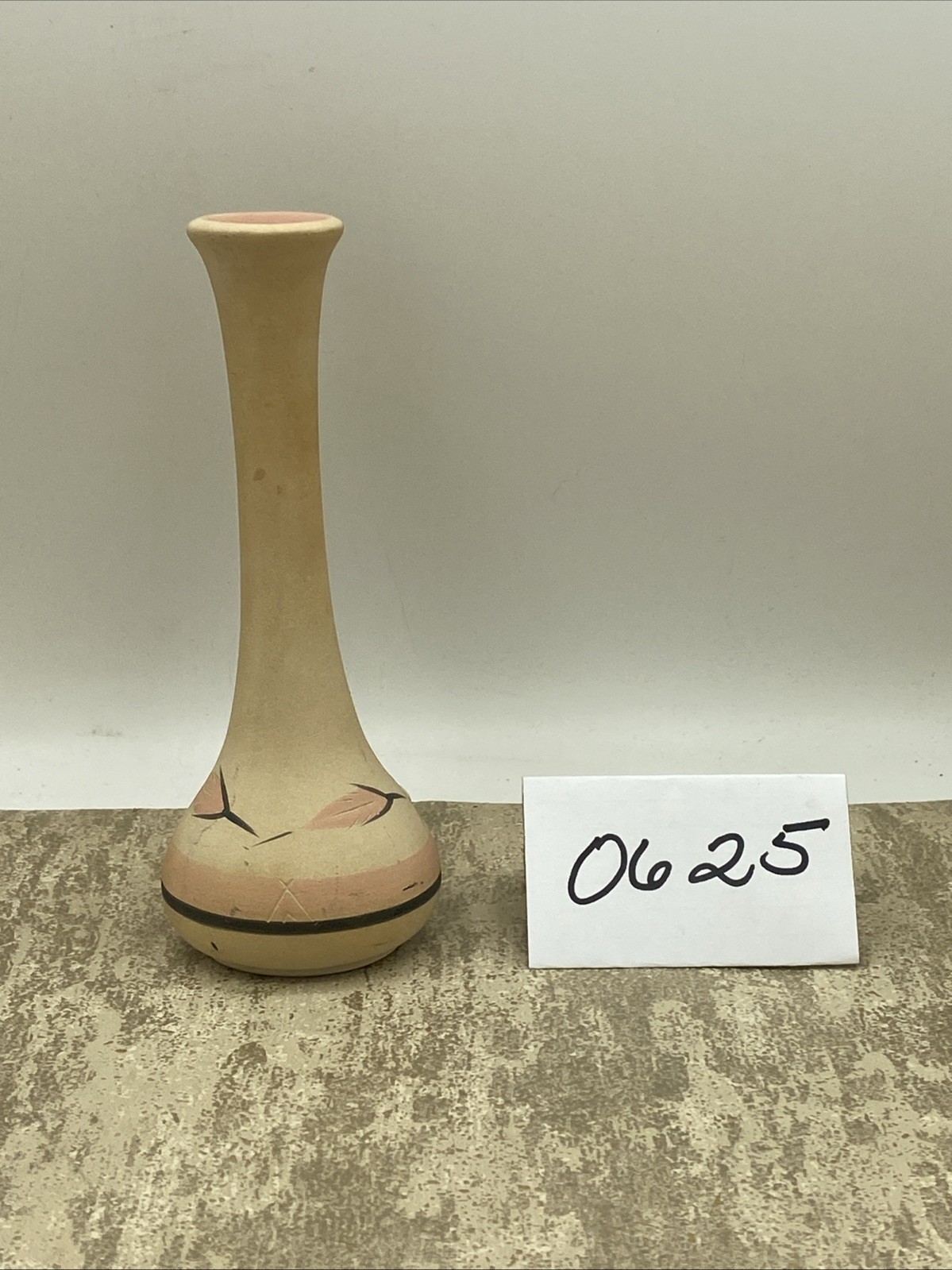 Vintage Broken Arrow Hand Painted Pottery Bud Vase Desert Pueblo Pottery