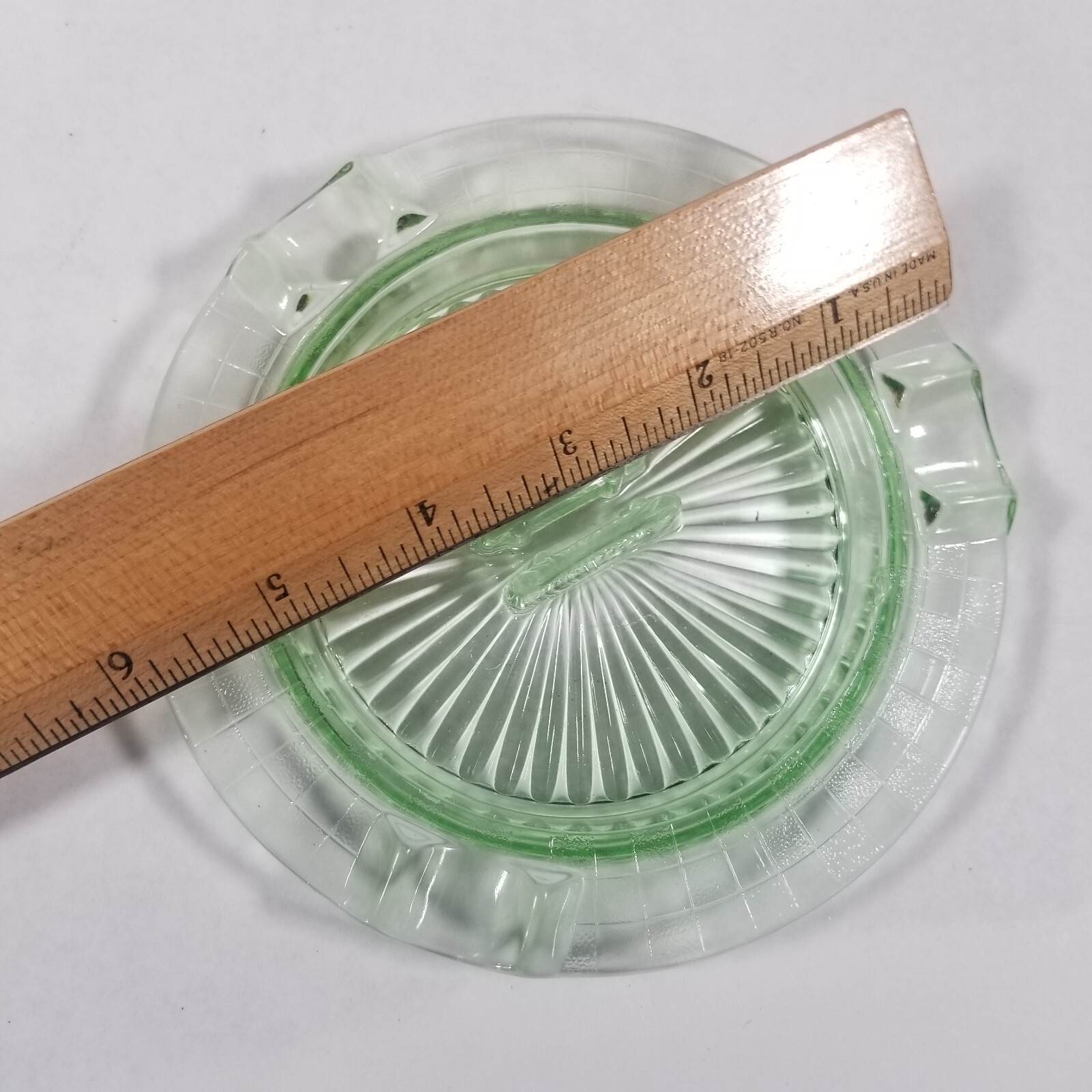 Vintage Uranium Mid Century Modern Vaseline Glass Ashtray with UV Glow