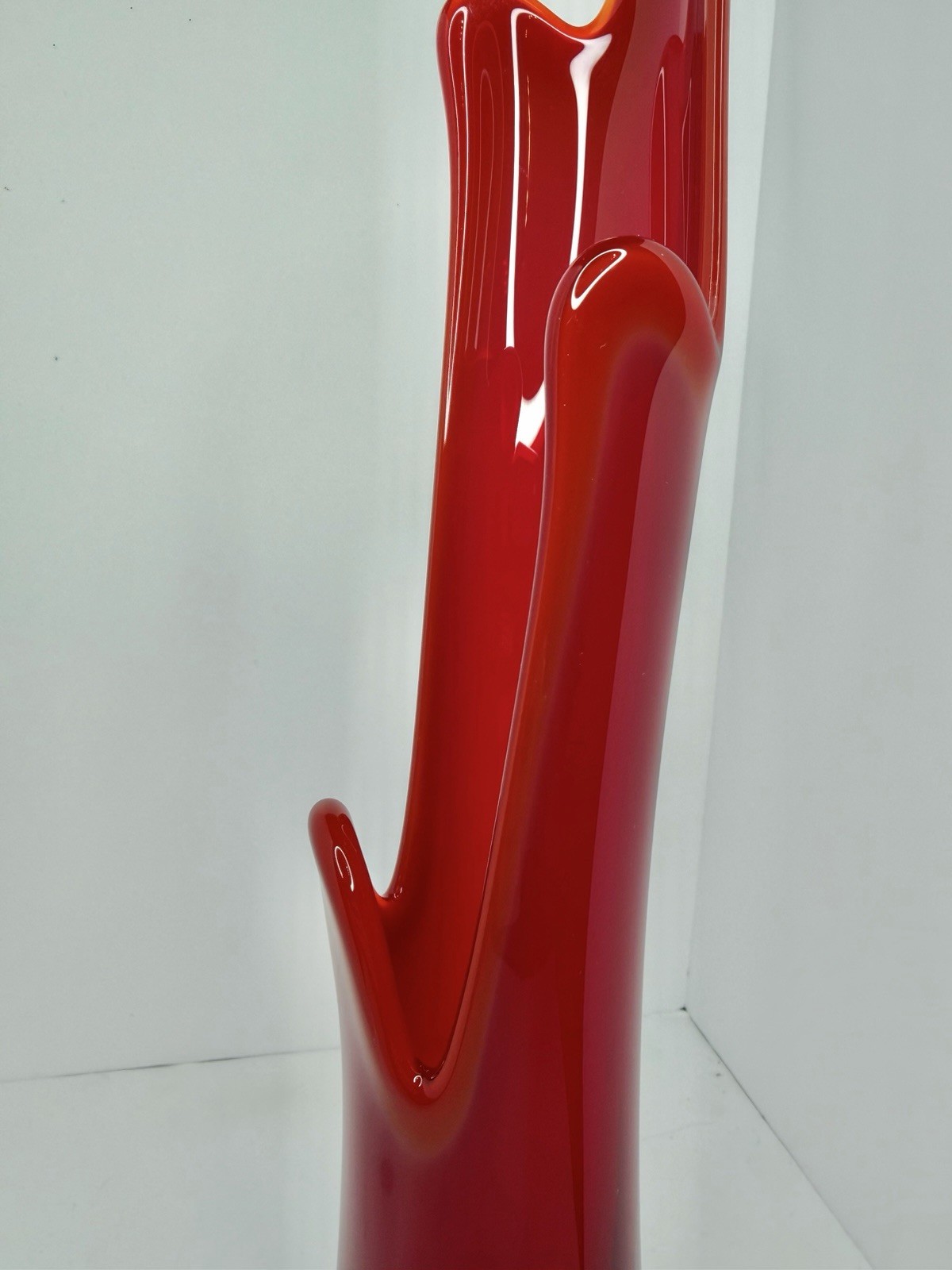HTF Vintage MCM Viking Glass Epic Loop Ruby Red 20” Swung Vase Amazing Mouth