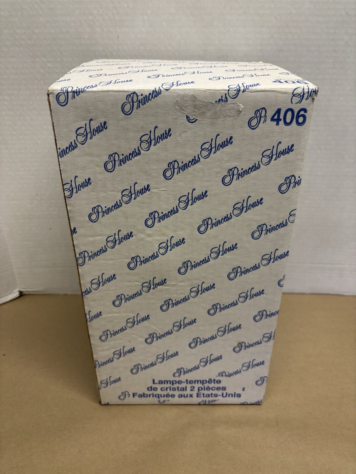 Princess House Heritage Crystal 2 Piece Hurricane Candle Lamp 406 New Open Box