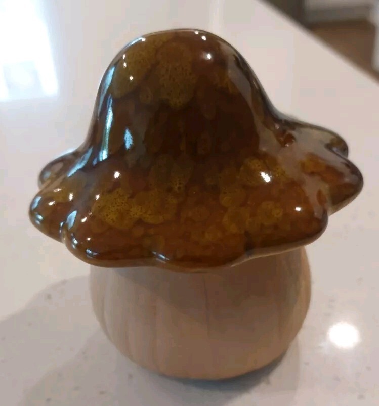Glazed Ceramic Clay Mushroom Art Pottery 4″ Figurine EUC