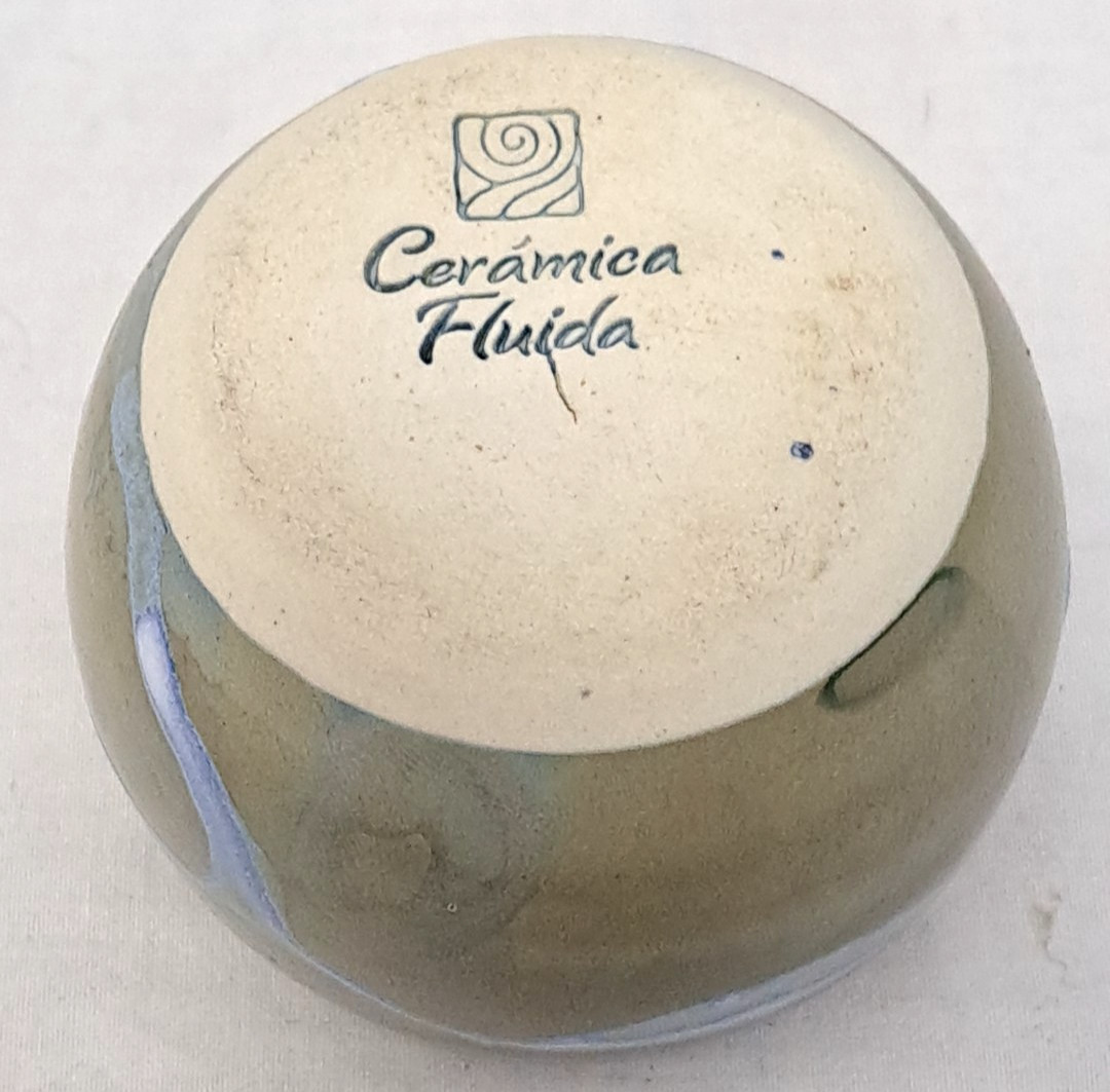 Ceramica Fluida Small Planter Vase Stoneware Unique Glazed Green Blue 2.25″