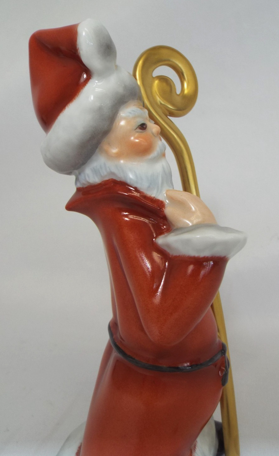 Herend FIGURINE 6″ Father Christmas Santa Claus 15805 Hungary 24K Gold Red White