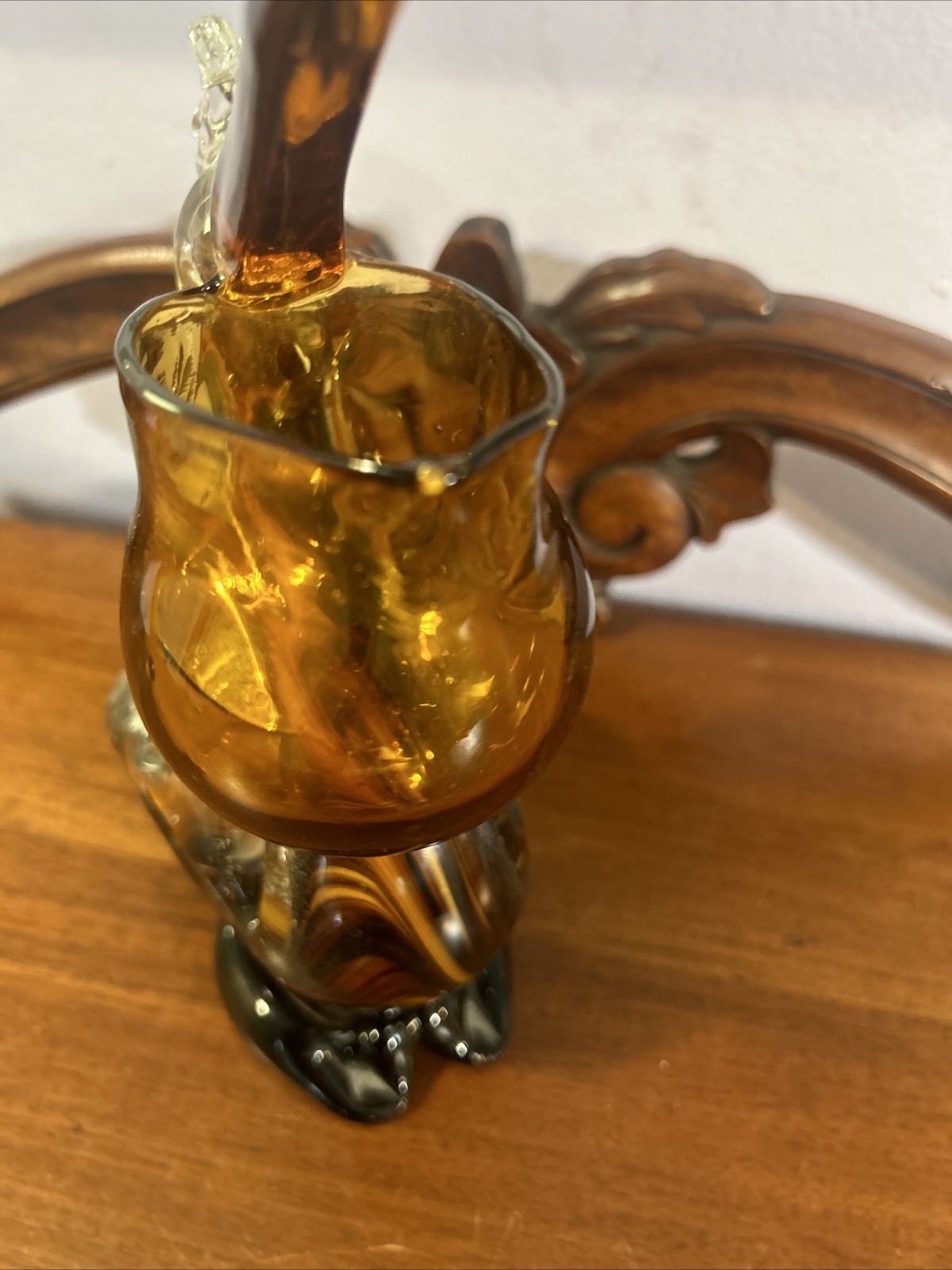 Vinci Brown Pelican Art Glass Sculpture Hand Fused Dynasty Gallery Vintage 11″
