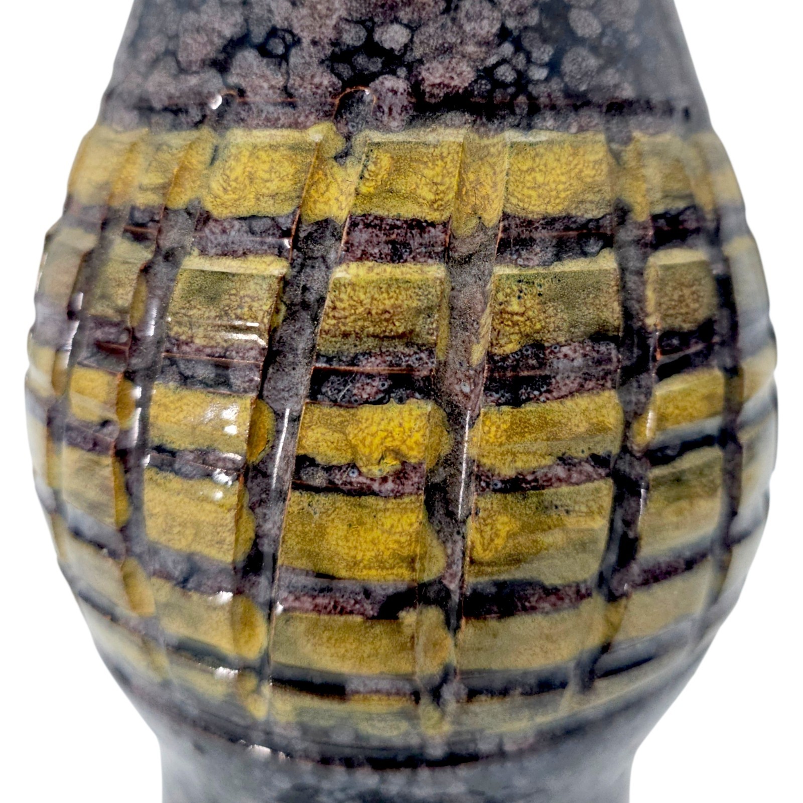 VTG MCM Italian Studio Pottery Volcanic Fat Lava Glaze Brutalist Vase 14″ Signed