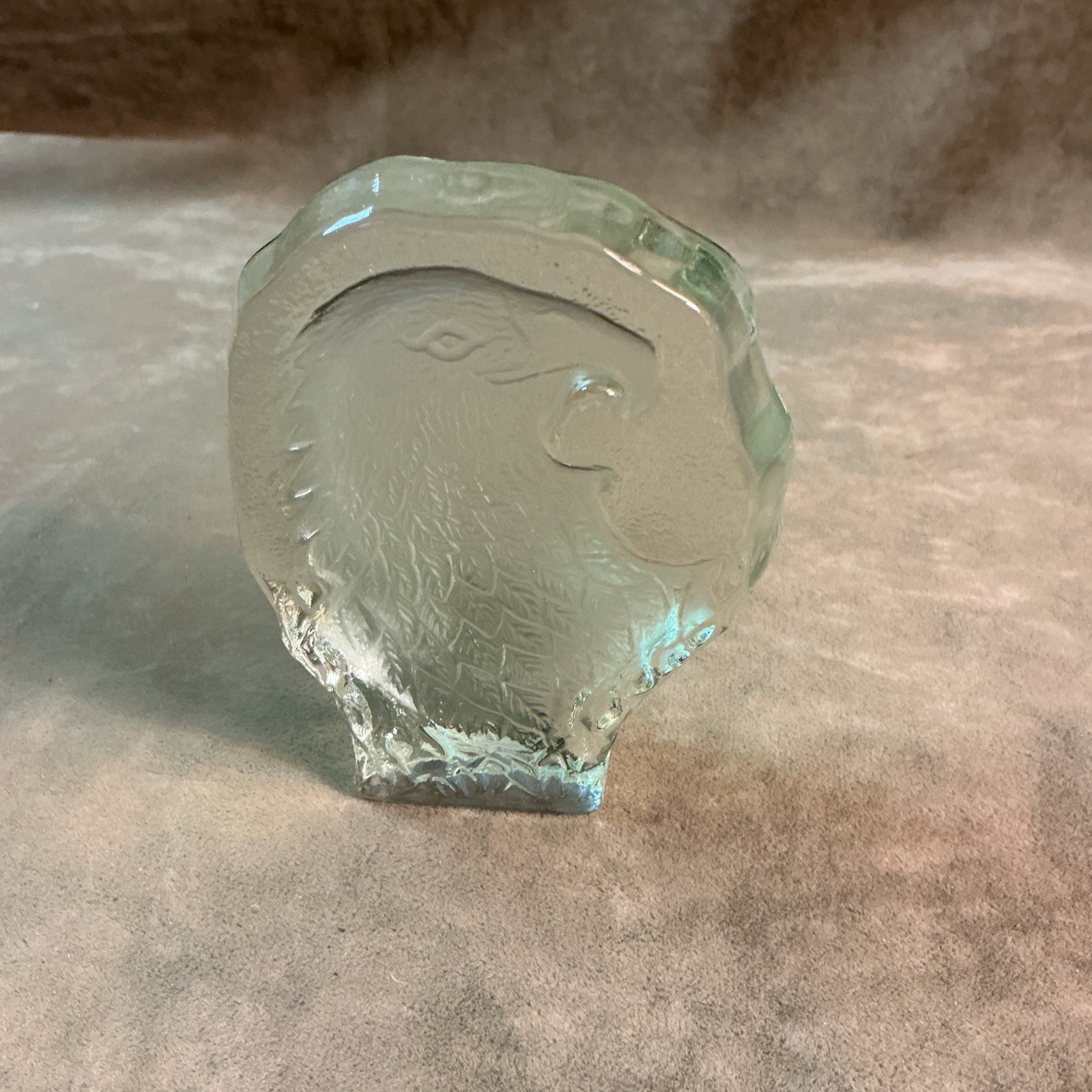 1970S Cristal d’Arques France Glass Bald Eagle Intaglio Paperweight Clear