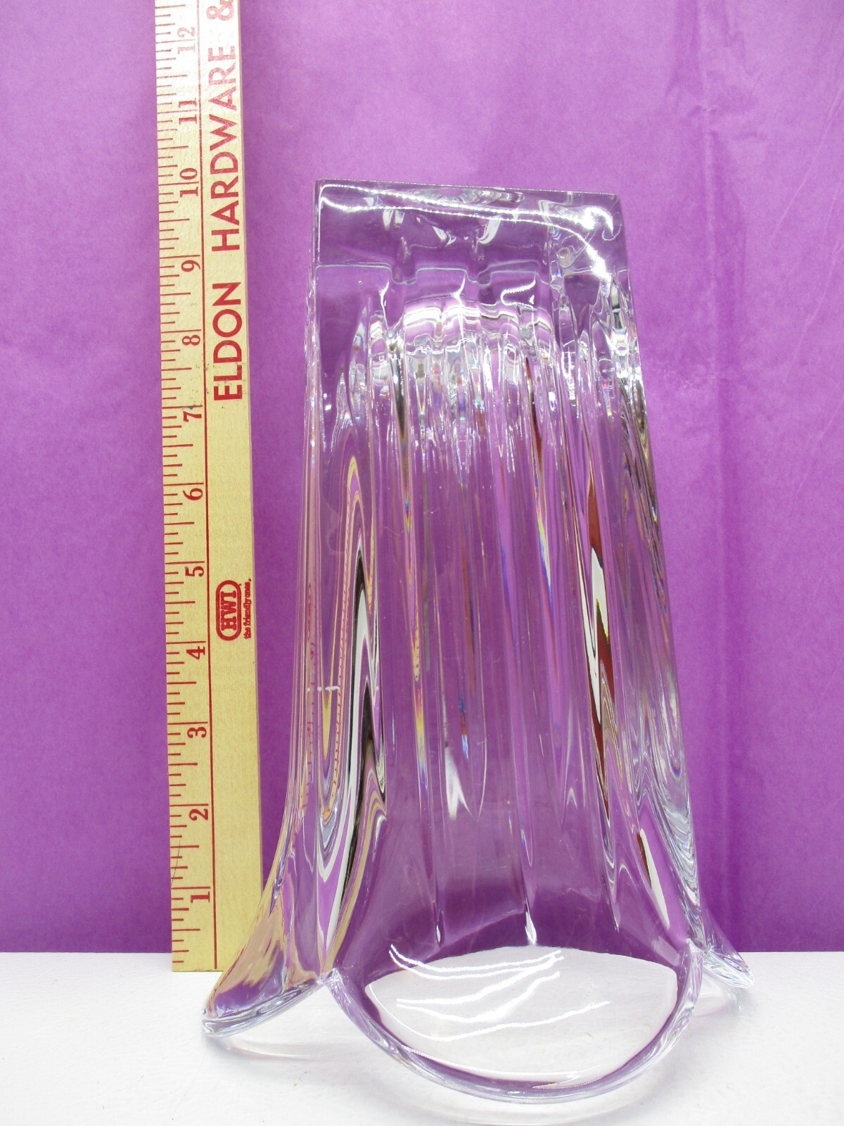 MILLER ROGASKA Crystal Vertical Cut Tulip Shaped Vase 8 3/4″ Tall Heavy 5lb 13oz