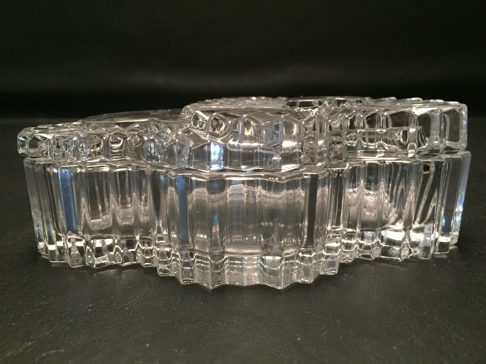 Mikasa FOREVER LOVE Lead Crystal Covered Double Heart Trinket Box NOS PRISTINE