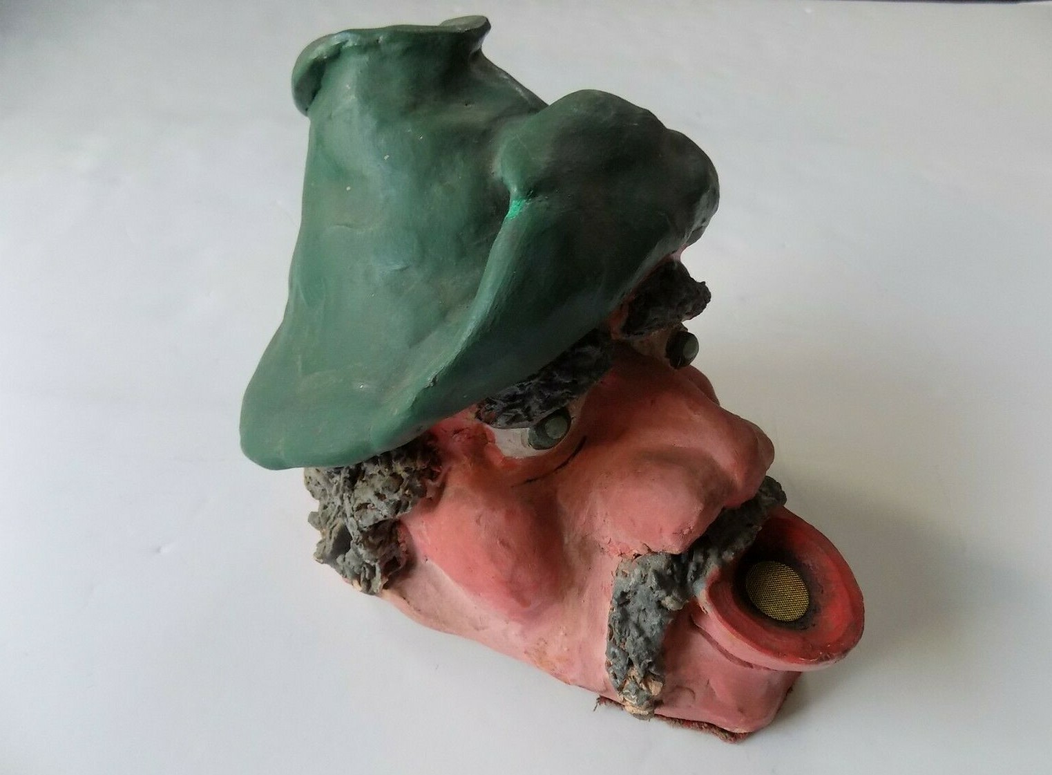 Vintage Figural Hippie Man Art Pipe 1 of a kind Stoneware Sculpture — 1970’s