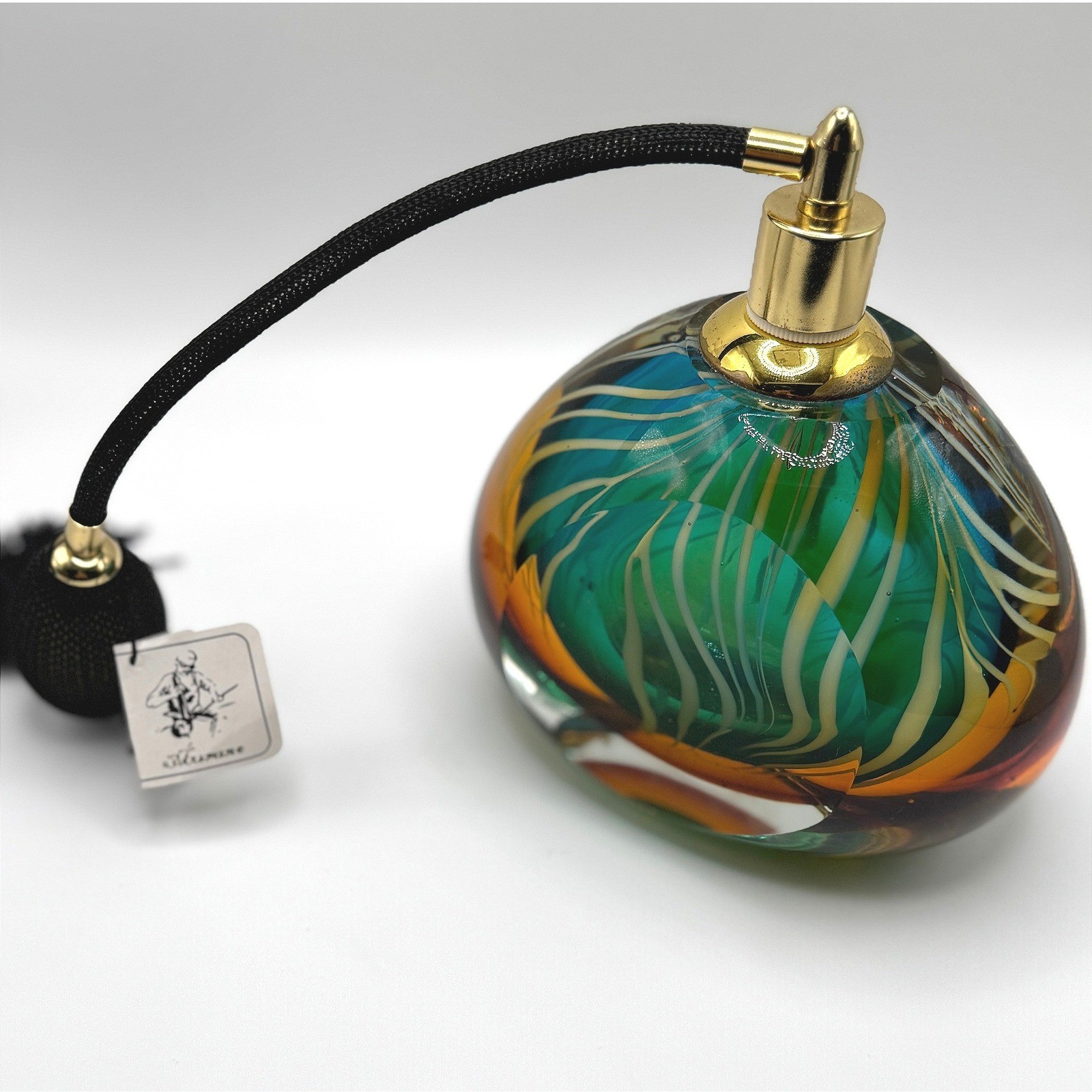 Vintage Murano Art Glass Perfume Atomizer Heavy Hand Blown MCM Vanity Dressing