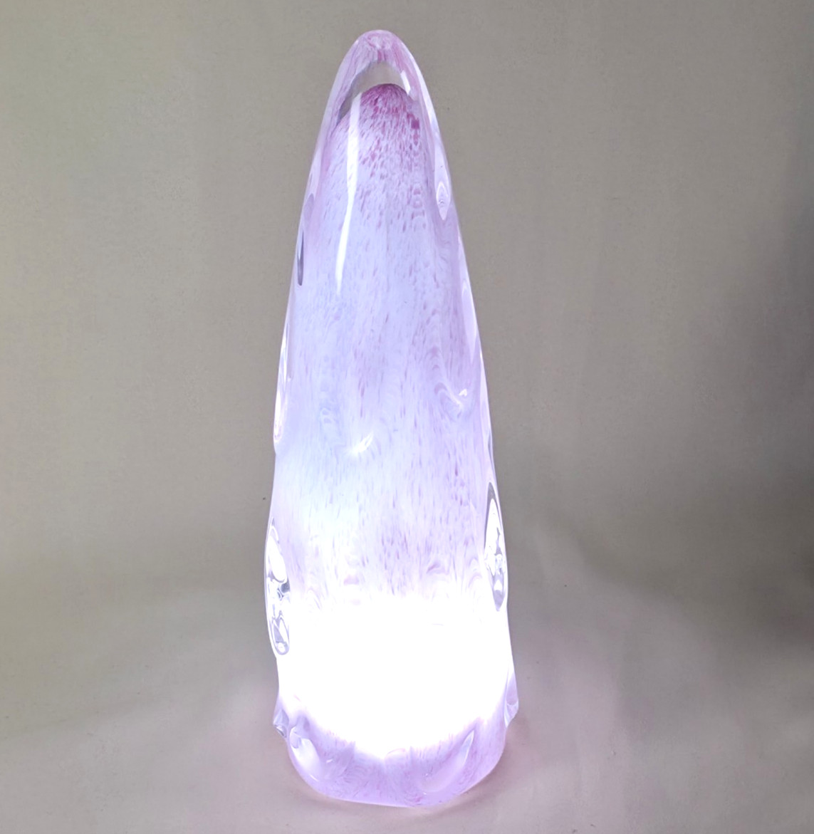 Pink Sommerso Art Glass Vase 12″ Pulled Glass Sculpture Murano Style Heavy 4lb