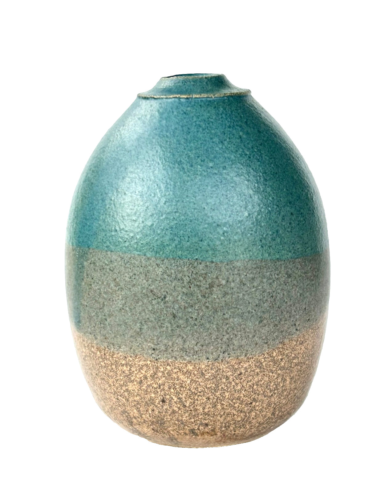 HARMONY INDIANA STUDIO ART POTTERY MINI VASE SIGNED SHARLYN 4″ x 3″ GREEN/BROWN