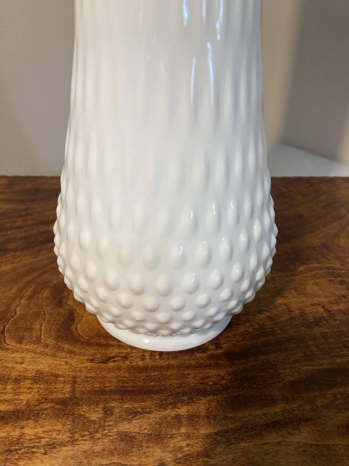 Vintage Mid Century Swung Hobnail Marked Fenton White Milk Glass Vase 16 Tall