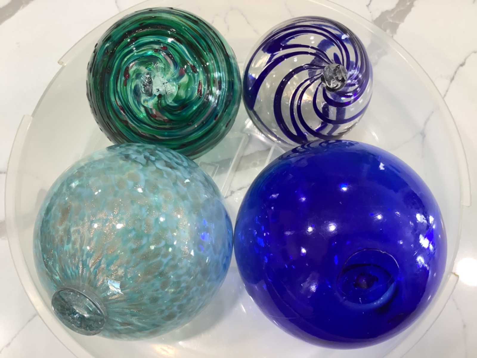 Lot of 4 Vintage Hand Blown Glass Floating Ball Floats Decor Murano