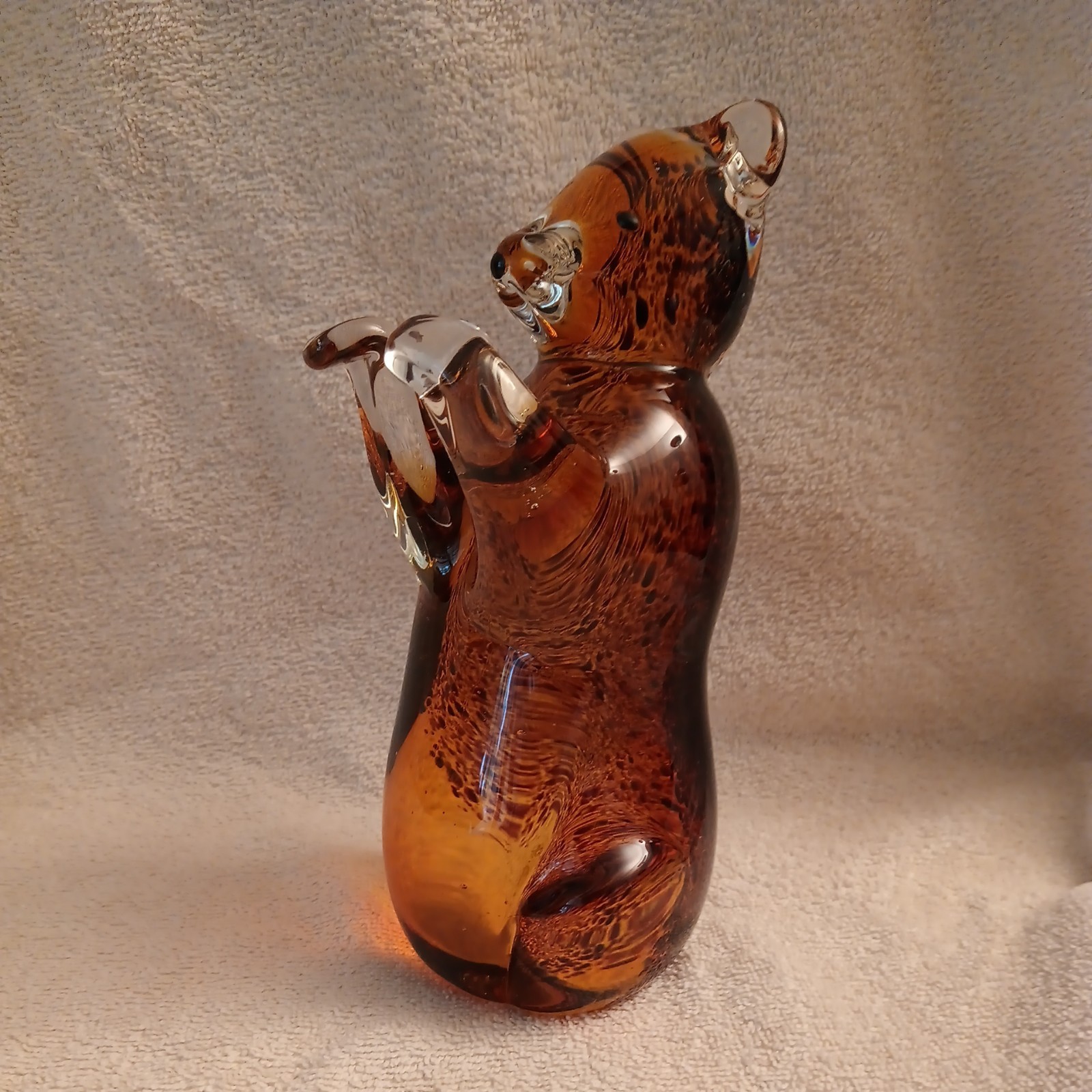 Murano Amber Art SolidGlass Bear 8 1/2 x 4 1/2 x 4″