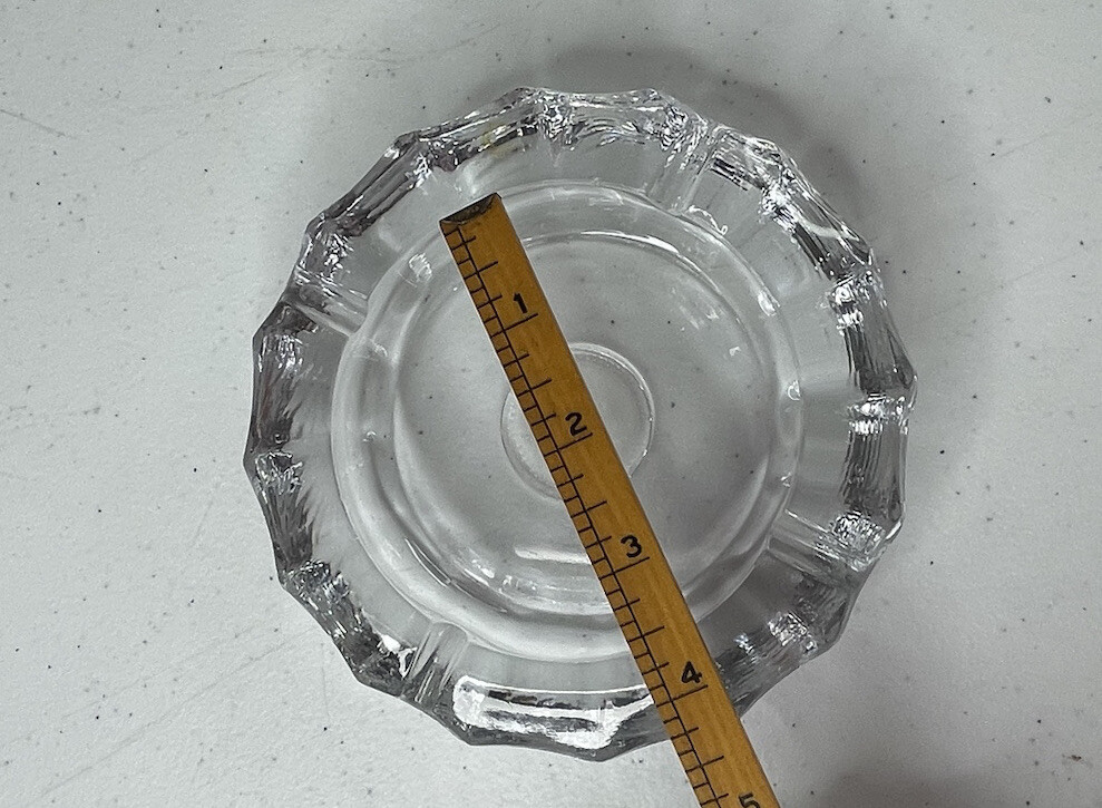 Vintage Fostoria Glass Ashtray 1887 Eagle Coin Center Heavy Clear Cigarette 5.5″