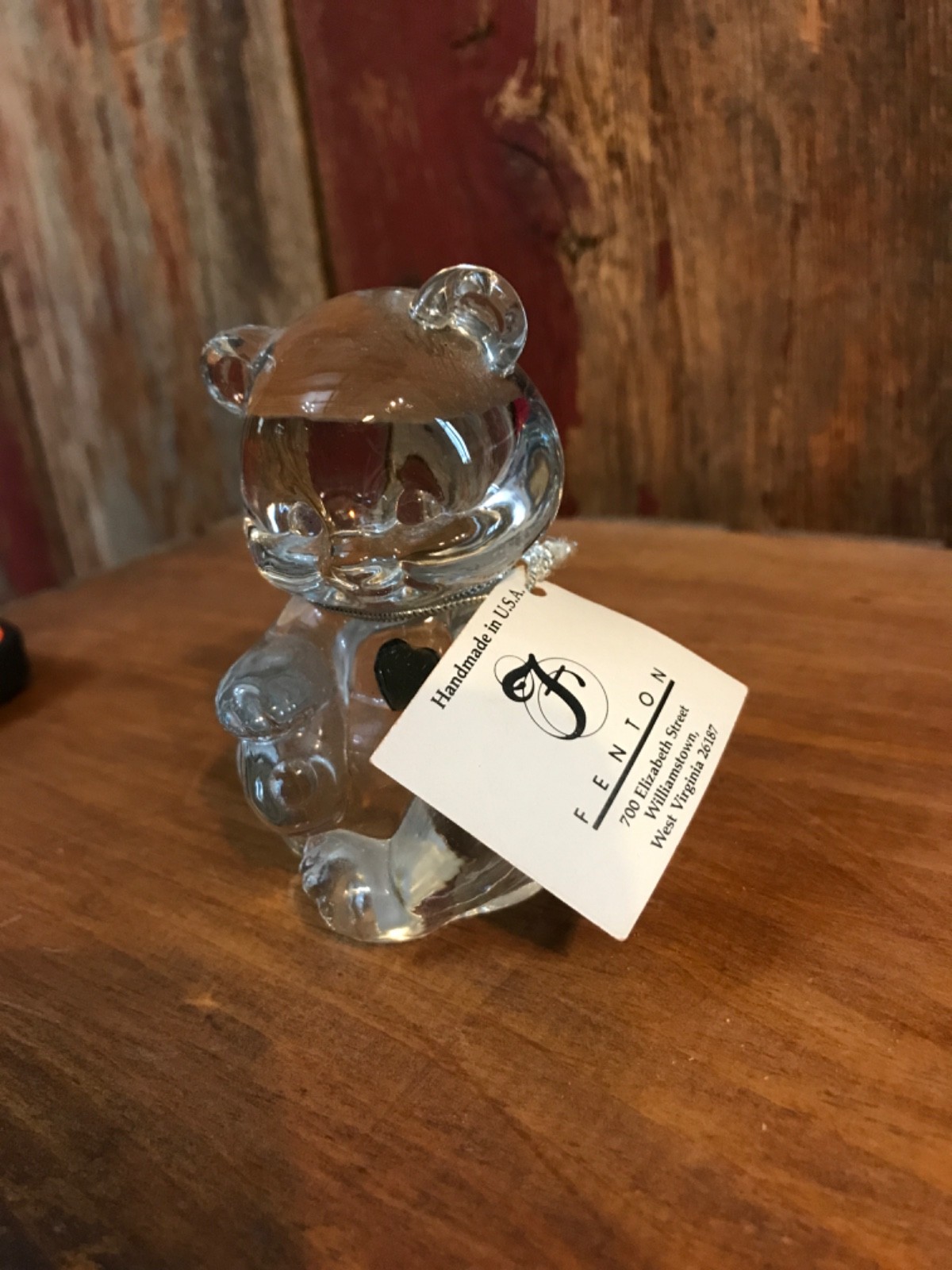 Fenton clear glass December Birthday Bear……….u
