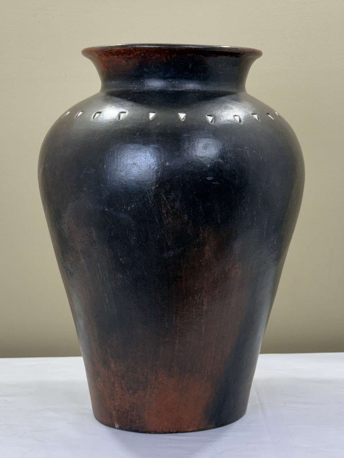 Handmade Sasak Pottery Black XL Vase Lombok Indonesia 19” Tall Earthenware Triba