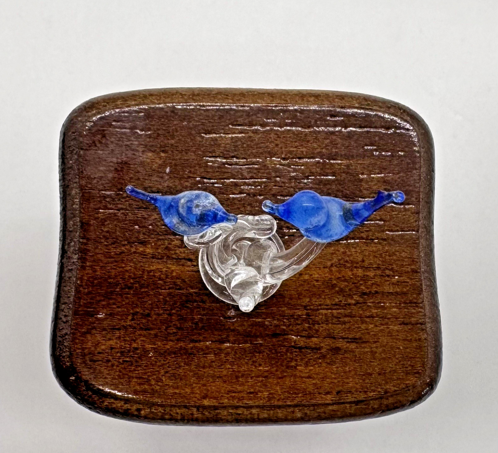 Vintage Art Glass Miniature Blue Birds and End Table