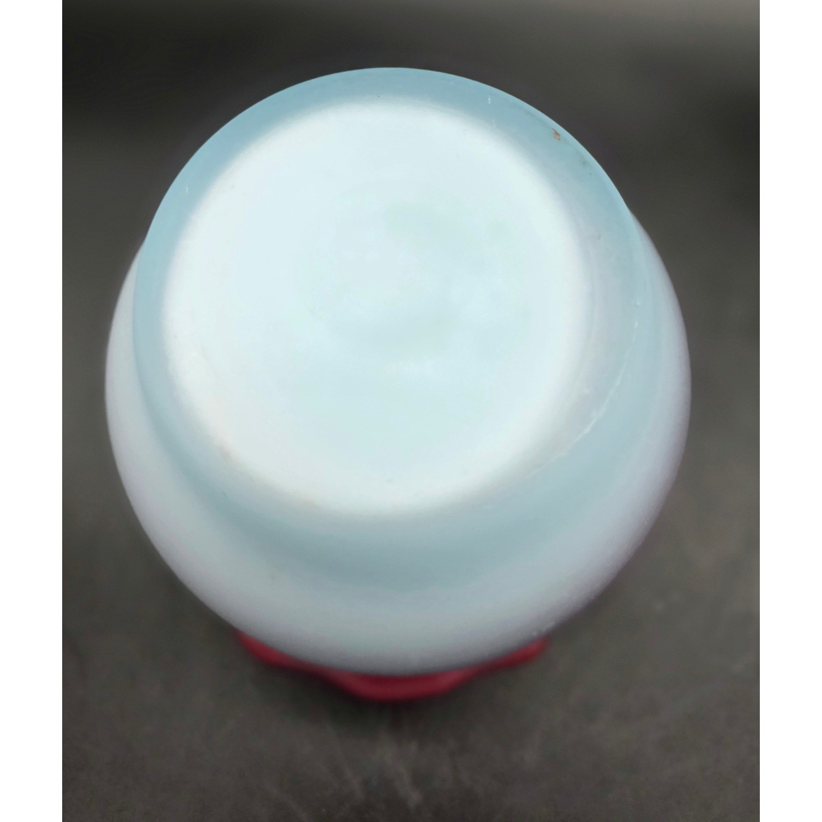 Vintage Murano MOP Burmese Satin Glass Pink White Blue Ruffled Thumbprint Vase