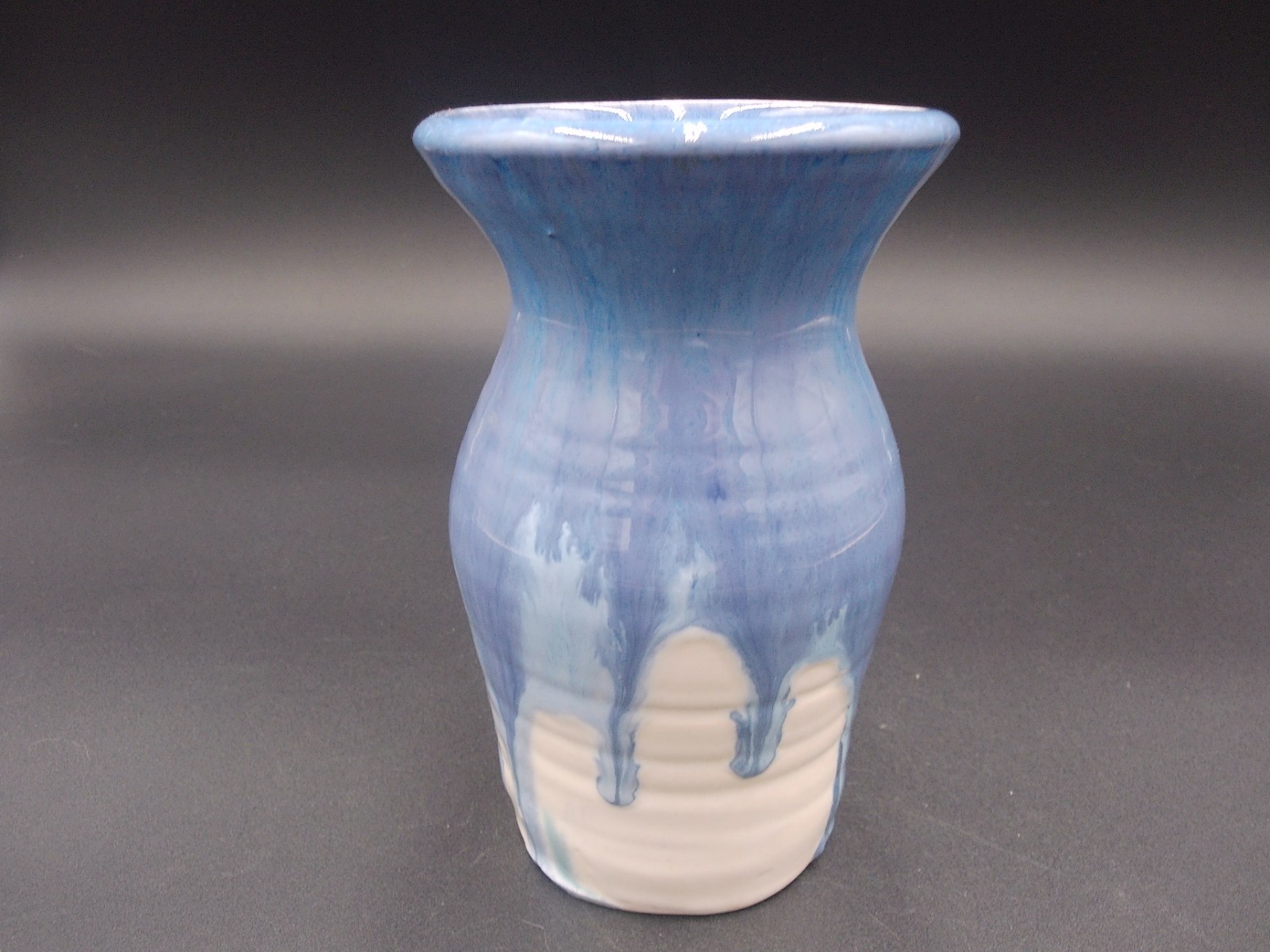 Blue Ridge Pottery Handmade in Virginia Ceramic Drip Glazed Vase 6″ Blue Signed