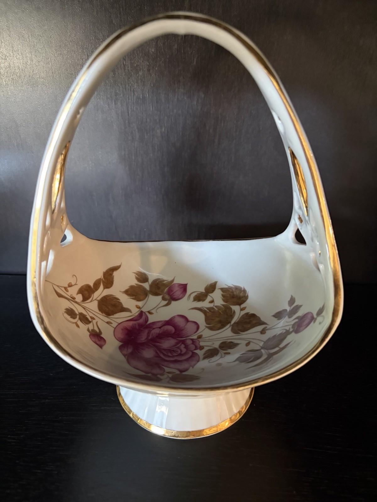 Vintage Soviet porcelain candy basket